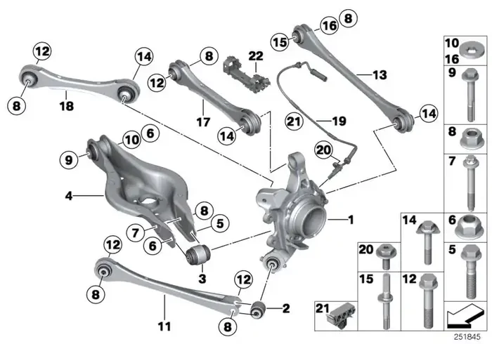Genuine BMW 33308417015 Trailing Arm M235I RACING (Inc. M235i Racing)