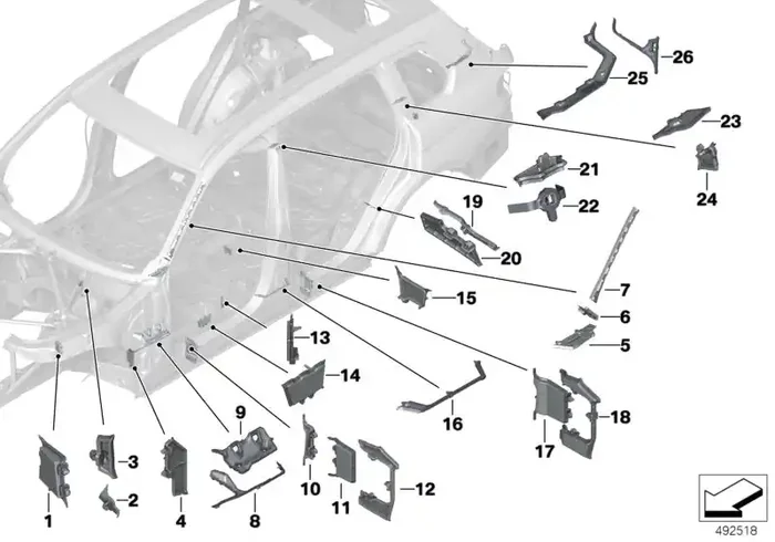 Genuine BMW 41007414970 G07 Molded Part, Wheelhousing, Inside (Inc. X7)