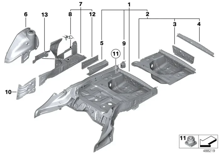 Genuine BMW 41117276193 End Plate, Side Member, Left (Inc. 535i, M550dX & 535iX)