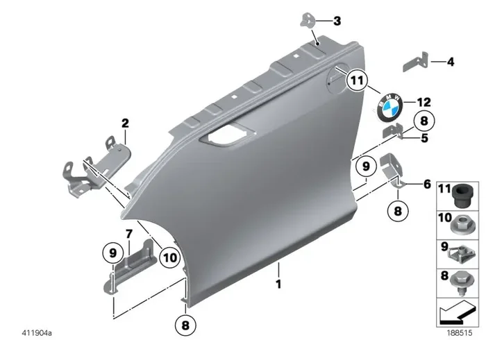 Genuine BMW 41217225146 E89 Bracket, Side Panel, Front Lower Right (Inc. Z4 28i, Z4 35i & Z4 18i)