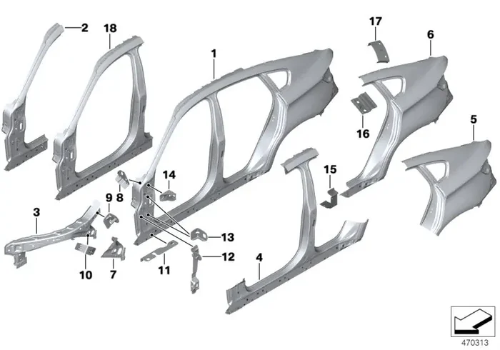 Genuine BMW 41217275588 E71 E72 Reinforcement Plate, C-Pillar, Right (Inc. X6)