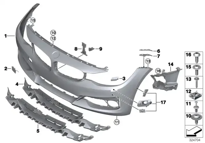 Genuine BMW 51117371868 TriCover, Bumper, Primed, Front LINES/US (Inc. 328iX, 340iX & 330iX)