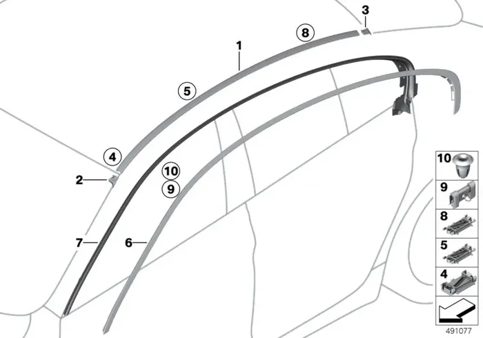 Genuine BMW 51137327969 Roof Molding Prime-Coated Left (Inc. 650i, 640iX & 640i)