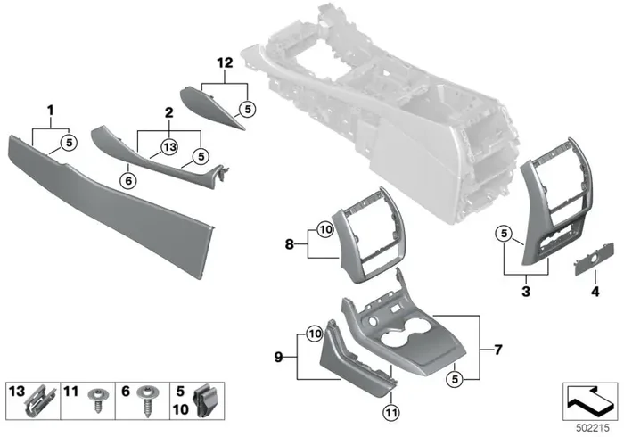 Genuine BMW 51166996426 G05 Decor Trim Detail Cntr Console Lthr Rght TARTUFO (Inc. X5)