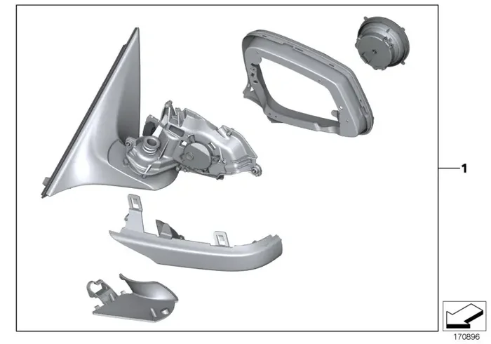 Genuine BMW 51167282166 Outside Mirror W/Out Glass Heated Right SHADOW-LINE (Inc. Alpina B7X, 750Li & 730Li)