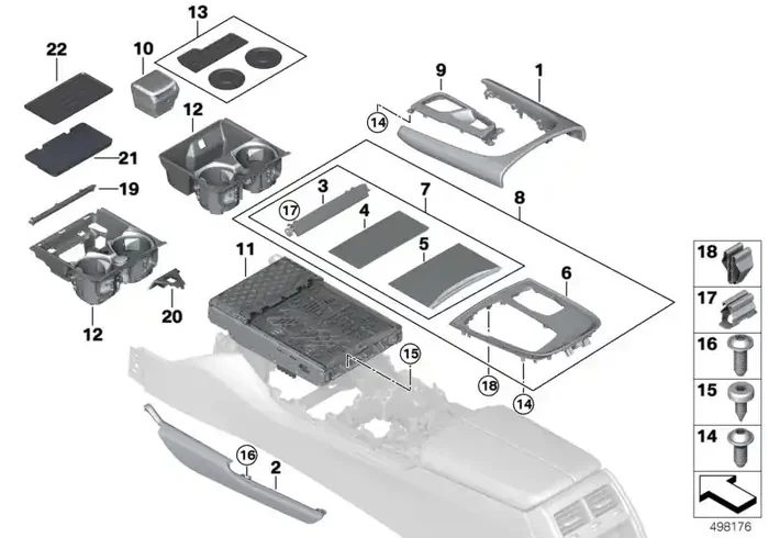 Genuine BMW 51167949687 G11 TriCover, Center Console, Leather COGNAC (Inc. 730LdX, 750LdX & 745Le)