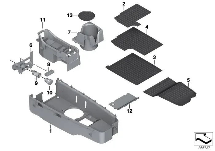 Genuine BMW 51169217613 Center Console Storing Partition (Inc. 640dX, 640i & M6)
