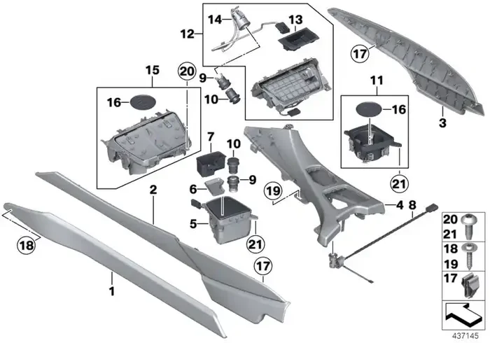 Genuine BMW 51169238171 Trim Panel, Center Console, Front Left SCHWARZ (Inc. 650i, 650iX & 640dX)