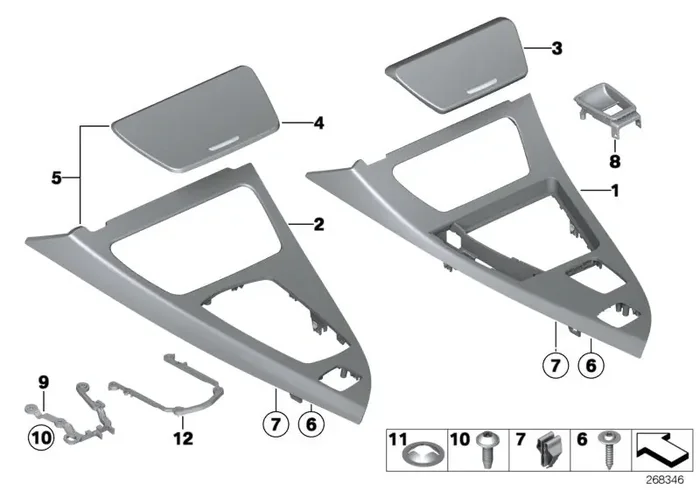 Genuine BMW 51169242726 Set Of Decor Covers, Wood, Poplar Grain Left hand drive (Inc. 650iX, 640iX & 650iX 4.0)