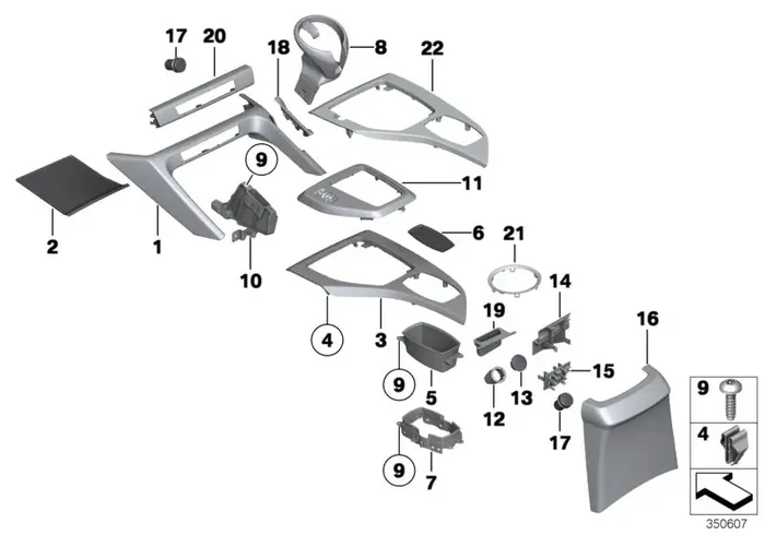 Genuine BMW 51169252846 E84 Cover, Center Console, Satinsilber Matt Left hand drive (Inc. X1)