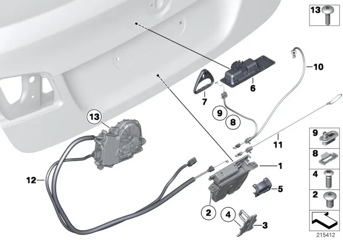 Genuine BMW 51247273752 Trunk Lid Power Lock Drive (Inc. Hybrid 5, 520i & 523i)