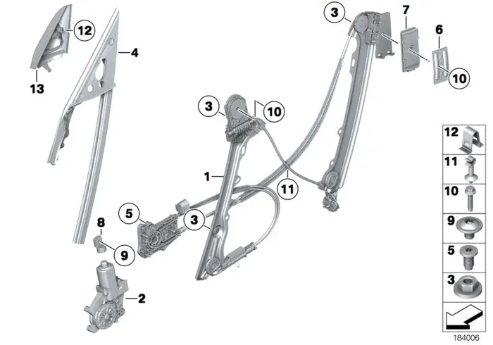 Genuine BMW 51337198304 E89 Window Lifter Front Right (Inc. Z4 28i, Z4 23i & Z4 30i)