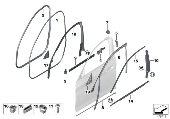 Genuine BMW 51337336954 G30 G31 Cover, Column B, Door, Front Right (Inc. 520d ed, 520i 1.6 & 530i)