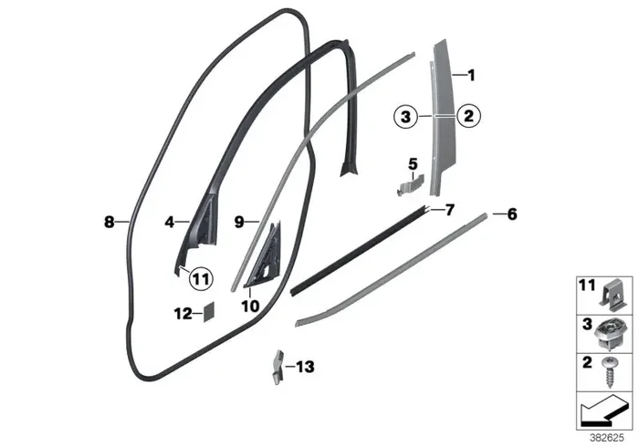 Genuine BMW 51337362502 F25 Seal, Outer Right Mirror Triangle (Inc. X3)