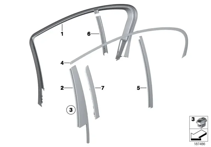 Genuine BMW 51357177954 Finisher Window Frame Top Rr Door (Inc. 760i, Alpina B7 & 730d)