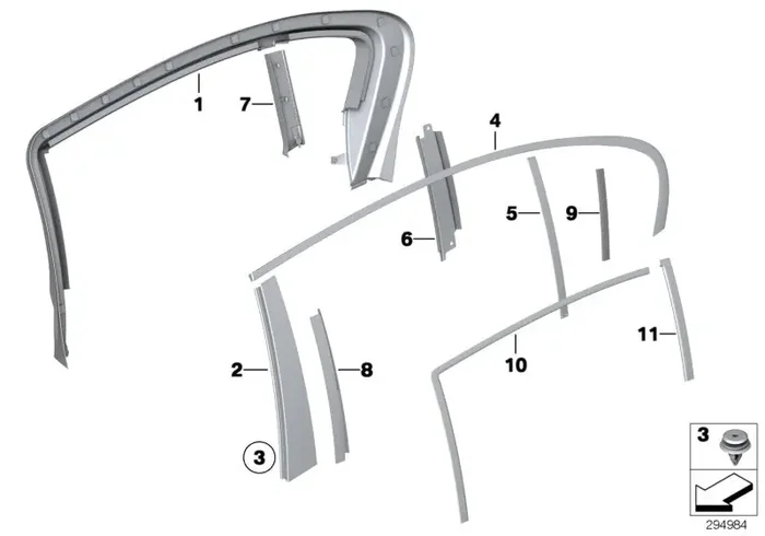 Genuine BMW 51357240004 Cover For Window Guide, Right (Inc. 750LiS & 760LiS)