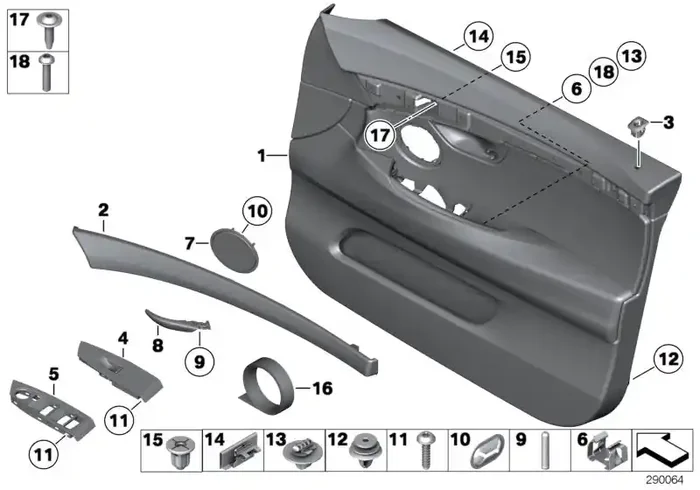 Genuine BMW 51417260618 Door Lining Leather Front Right SCHWARZ (Inc. 535i, 535d & 550iX 4.0)