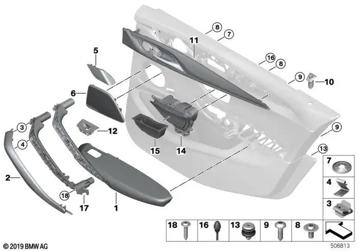 Genuine BMW 51417438540 G30 G31 TriCover, Pull Strap, Right SCHWARZ (Inc. M550iX, 530iX & 530dX)