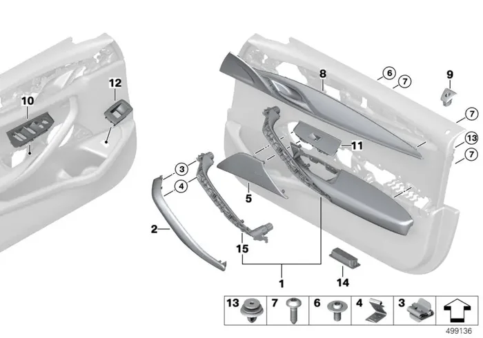 Genuine BMW 51417488601 G30 G31 Decor Cover Wood Fineline, Gloss, Left (Inc. 520d, M550dX & 540dX)