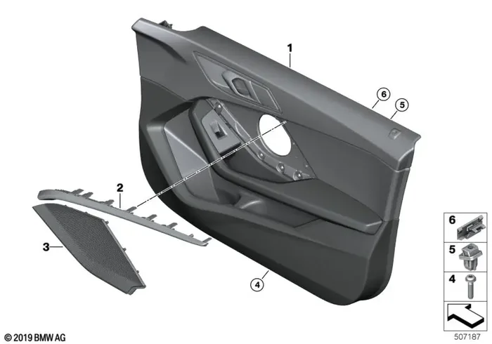 Genuine BMW 51419418291 F44 Door Trim Panel, Front Left BLACK/BLUE (Inc. 220d, M235iX & 218i)