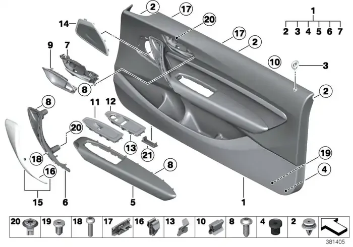 Genuine BMW 51419490023 F22 Door Panel, Leather, Front Left BLACK (Inc. 220d, M240i & 218d)