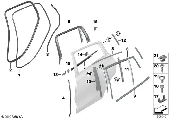 Genuine BMW 51427455696 G06 Cover For Window Frame, Door, Rear Right (Inc. X6)