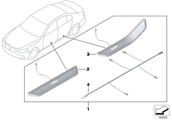 Genuine BMW 51477181015 TriCover For Door Sill, Lighted, Front (Inc. 730Ld, 750iX & 750LiS)