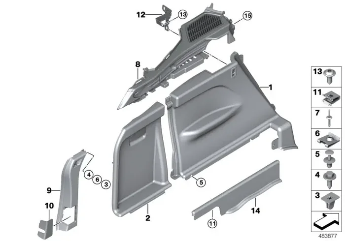 Genuine BMW 51477326625 Left Rear Lugg.Compartment Railing SCHWARZ (Inc. X5)
