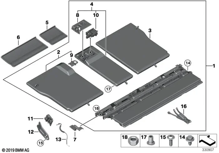 Genuine BMW 51477344661 Cover For Vision Screen Hinge, Left SCHWARZ (Inc. 535d, 530dX & 550i)