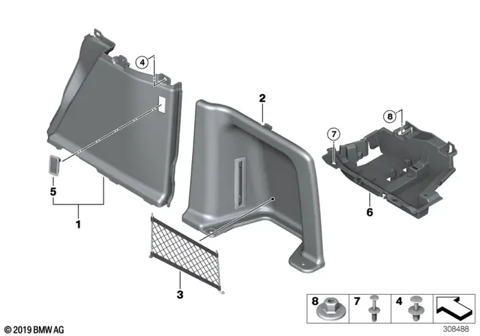 Genuine BMW 51477353671 Rep. Kit For Net In Trunk, Right VENETOBEIGE (Inc. 330dX, 320dX & 330d)