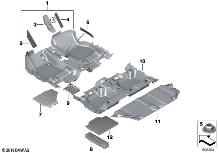Genuine BMW 51477450403 F39 Floor Covering Rear SCHWARZ (Inc. X2)