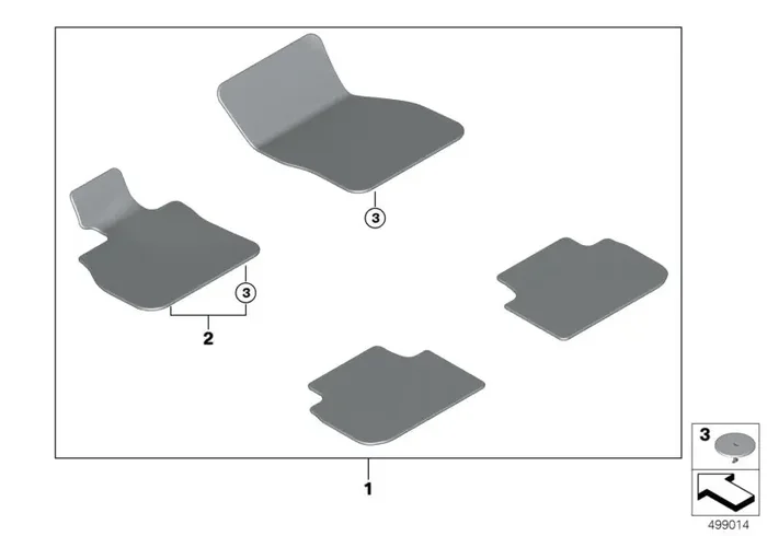 Genuine BMW 51479475222 F40 F44 Floor Mat, Driver Side GREY (Inc. 120dX, 118i & 220d)