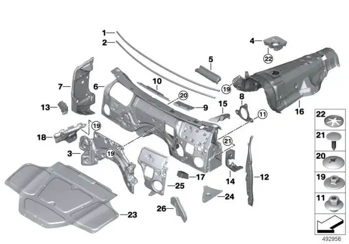 Genuine BMW 51486992404 G01 G02 Sound Insulat., Splash Wall, Upper Part (Inc. X3)