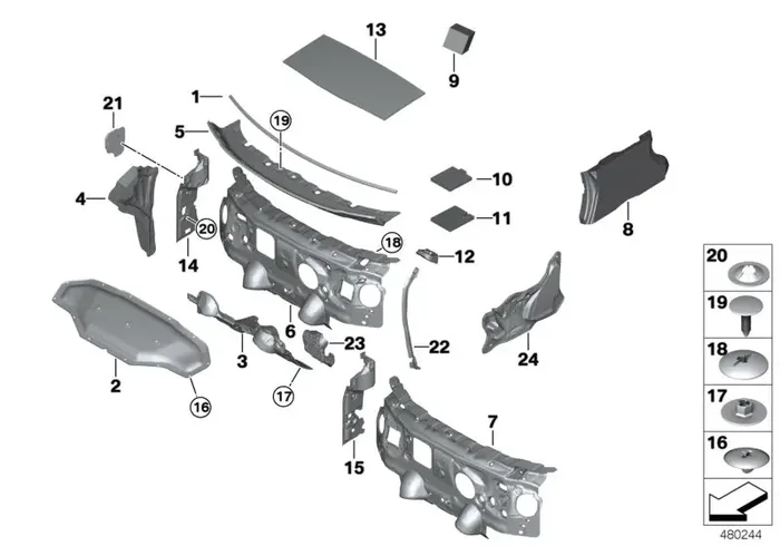 Genuine BMW 51487298899 F46 Sound Insulat., Splash Wall, Upper Part LHD (Inc. 218d, 225xe & 218i)