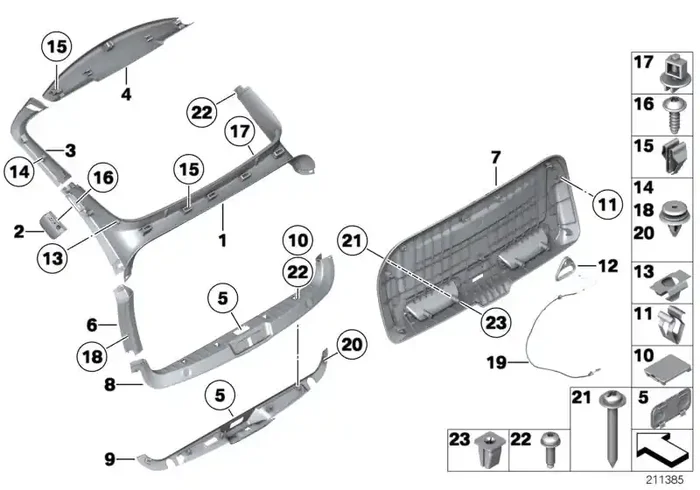 Genuine BMW 51497223695 Left Trunk Lid Panel Trim EVERESTGRAU (Inc. 520d, 550iX & 535iX)