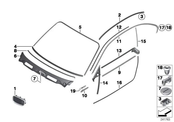 Genuine BMW 51767164950 E81 E82 Right Roof Frame Gasket (Inc. 118d, 120d & M Coupé)