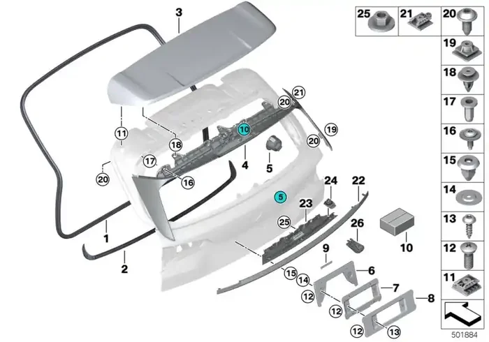 Genuine BMW 51767417422 G05 Seal, Trunk Lid, Center (Inc. X5)