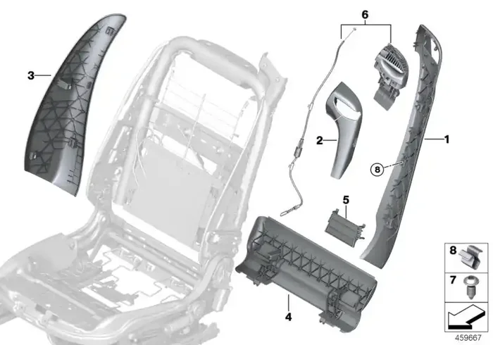 Genuine BMW 52107261791 Trim For Backrest, Outer Left SCHWARZ (Inc. M4, M6 & 440i)