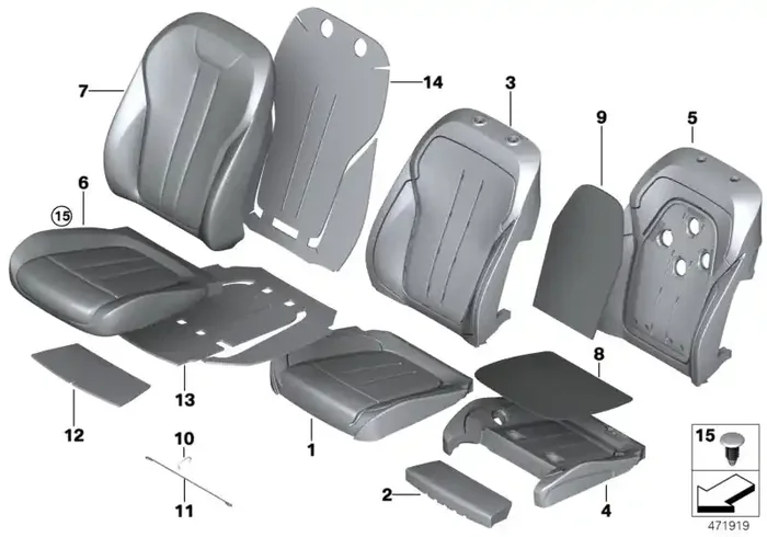 Genuine BMW 52107303532 F15 F16 Foam Pad, Sport Seat (Inc. X5)