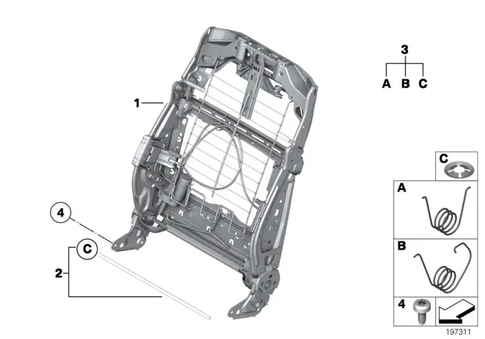 Genuine BMW 52109144893 Backrest Frame, Base Seat (Inc. Hybrid 5, 523i & 530d)