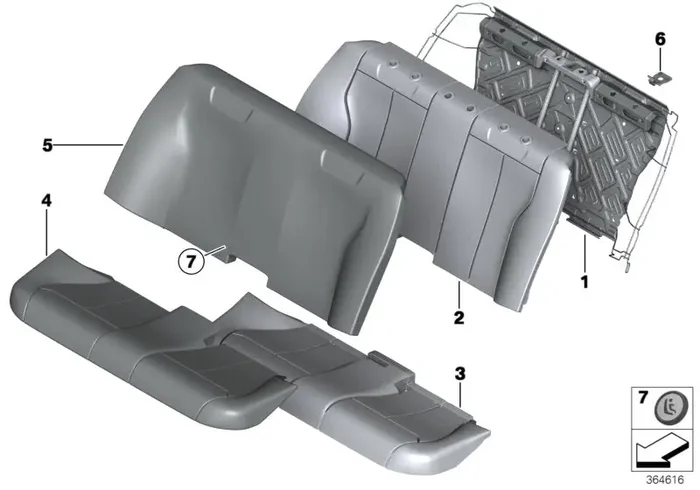 Genuine BMW 52207309918 Cover Backrest, Leather SCHWARZ (Inc. 318dX, 320i ed & 328d)