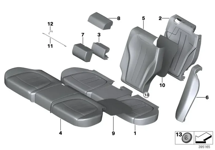 Genuine BMW 52207353353 F15 Leather Cover For Basic Seat SCHWARZ (Inc. X5)