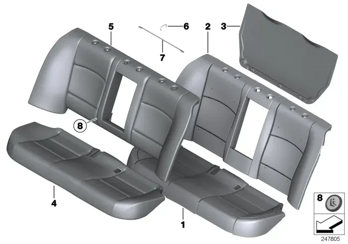 Genuine BMW 52207370455 Leather Cover For Basic Seat SCHWARZ (Inc. 535d, 525d & 520i)