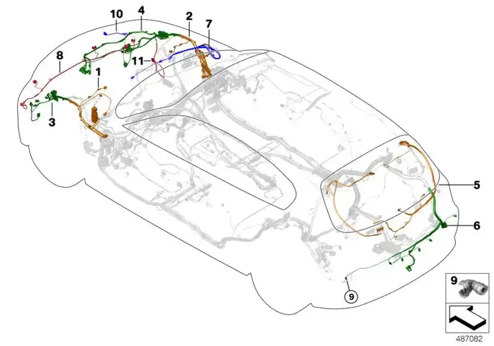 Genuine BMW 61119180538 E88 E87 E92 Rep. Wiring Harness, Strut Sector, Left (Inc. 320d, 320xd & 120d)