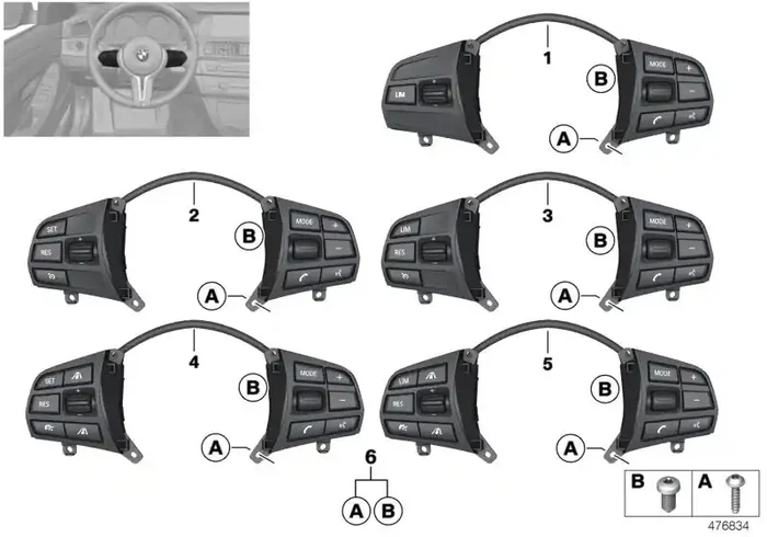 Genuine BMW 61319225710 F21 Switch, Mf Steering Wheel, Sport LIM (Inc. 318dX, 325d & 125i)