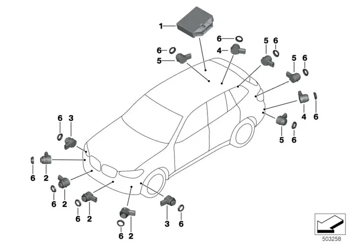 Genuine BMW 66206840234 Ultrasonic Sensor, Sunstone Metallic WC1N (Inc. X3 20dX & X4)