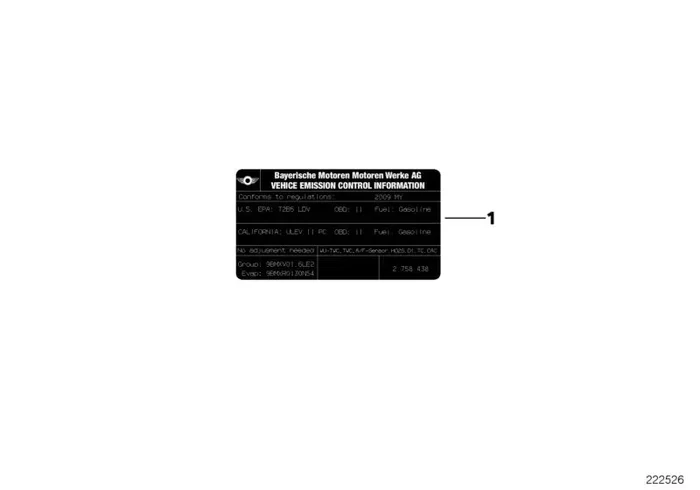 Genuine BMW 71227631371 Label “Exhaust Emission” MJ 12 (Inc. Cooper)