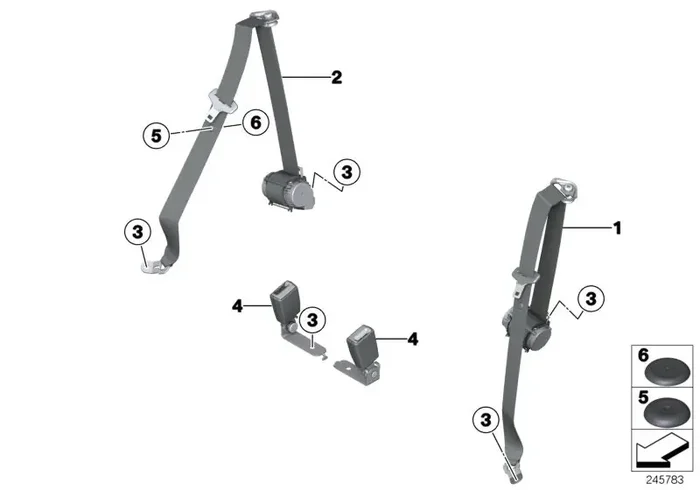 Genuine BMW 72117226442 Upper Belt Rear Right SCHWARZ (Inc. 650i, 640iX & 650iX)