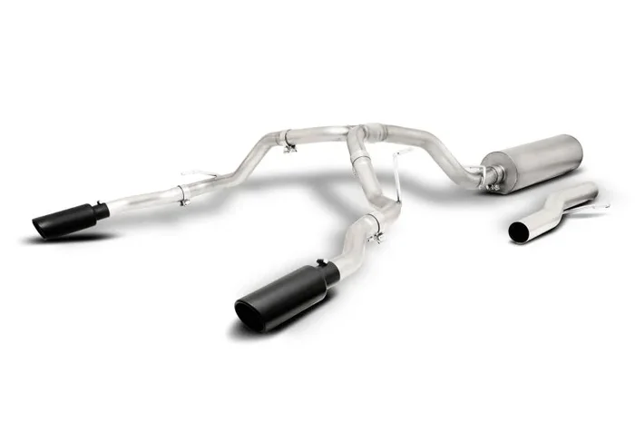 Gibson 21-22 Chevy Suburban 5.3L 2.5in Cat-Back Dual Split Exhaust System Stainless – Black Elite