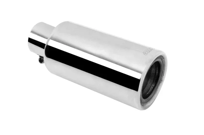Gibson Rolled Edge Angle-Cut Muffler Quiet Tip – 4in OD/2.25in Inlet/12in Length – Stainless